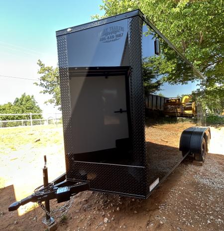 New 2026 Family Trailer 7x16 Tandem Axles Cargo / Enclosed Trailer-Screwless Exterior-Blackout Pkg-Rear Spoiler-HD Axles