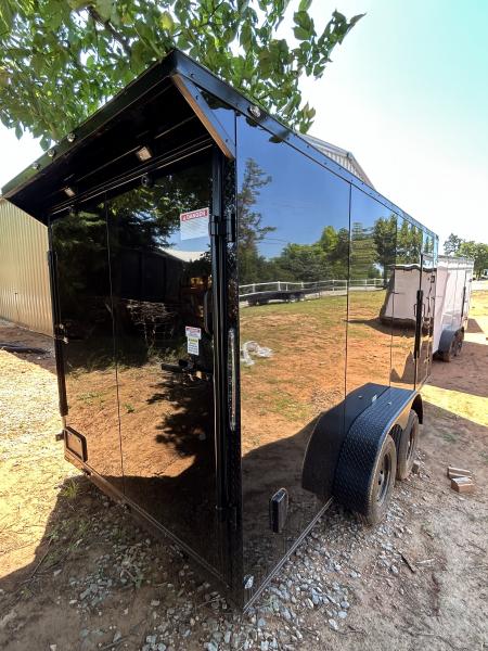 New 2026 Family Trailer 7x16 Tandem Axles Cargo / Enclosed Trailer-Screwless Exterior-Blackout Pkg-Rear Spoiler-HD Axles
