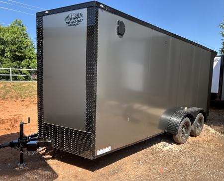 New 2026 Family Trailer 7x16 Tandem Axles Cargo / Enclosed Trailer-Screwless Exterior-Blackout Pkg.-Rear Spoiler-HDAxles
