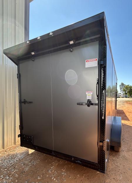 New 2026 Family Trailer 7x16 Tandem Axles Cargo / Enclosed Trailer-Screwless Exterior-Blackout Pkg.-Rear Spoiler-HDAxles