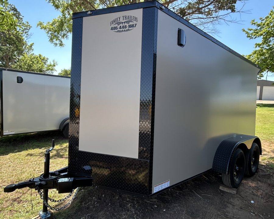 New 2026 Family Trailer 6x12 Tandem Axles Cargo / Enclosed Trailer-Screwless Exterior-Blackout Pkg.-Rear Spoiler-HD Axles