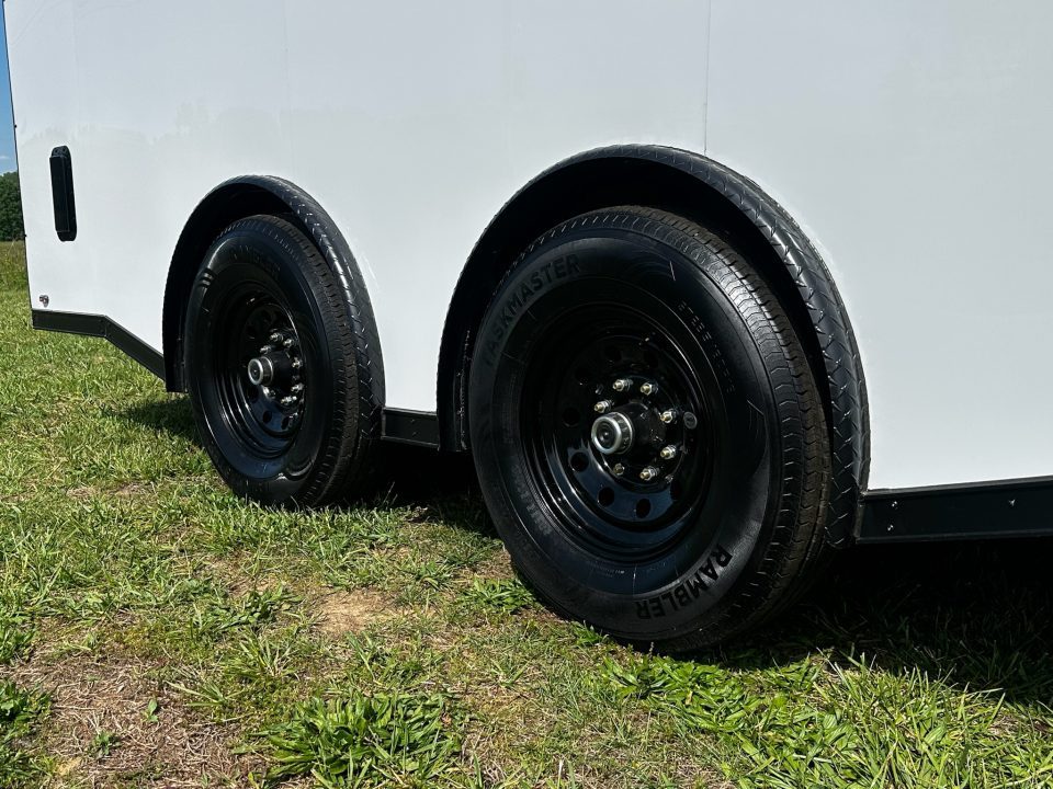 New 2026 Luxe 8.5X18 Race Trailer - Finished Interior-5200LB Torsion Axle-White Poly-Blackout