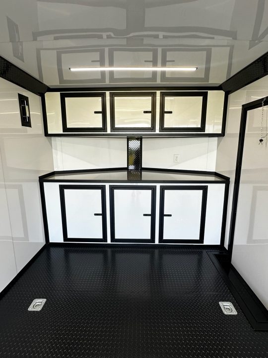 New 2026 Luxe 8.5X18 Race Trailer - Finished Interior-5200LB Torsion Axle-White Poly-Blackout