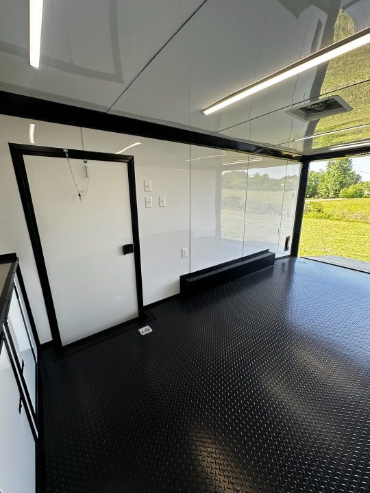 New 2026 Luxe 8.5X18 Race Trailer - Finished Interior-5200LB Torsion Axle-White Poly-Blackout