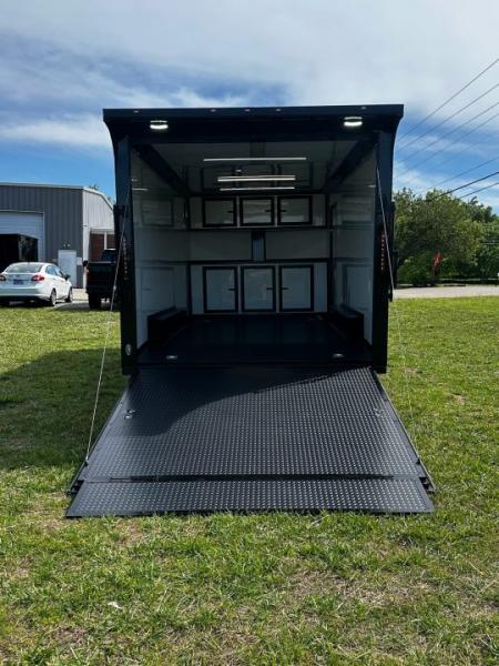 New 2026 Luxe 8.5X18 Race Trailer - Finished Interior-5200LB Torsion Axle-White Poly-Blackout
