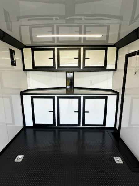 New 2026 Luxe 8.5X18 Race Trailer - Finished Interior-5200LB Torsion Axle-White Poly-Blackout