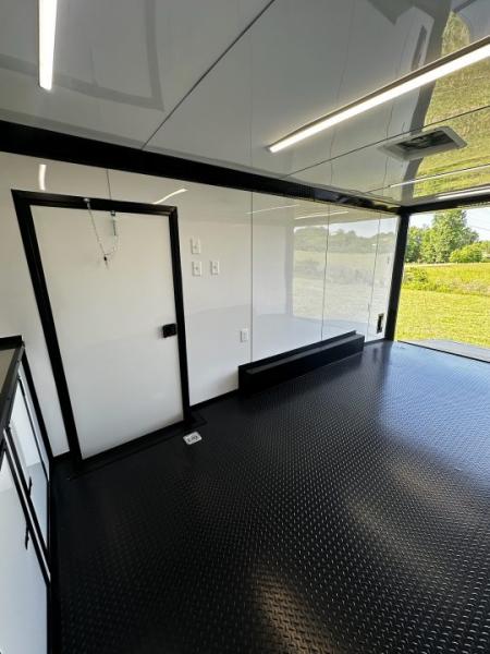 New 2026 Luxe 8.5X18 Race Trailer - Finished Interior-5200LB Torsion Axle-White Poly-Blackout