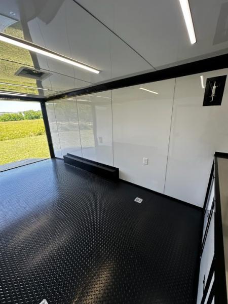 New 2026 Luxe 8.5X18 Race Trailer - Finished Interior-5200LB Torsion Axle-White Poly-Blackout