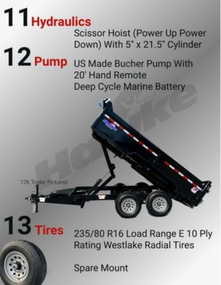 New 2026 Hawke 7X14 14K Low Pro Dump Trailer