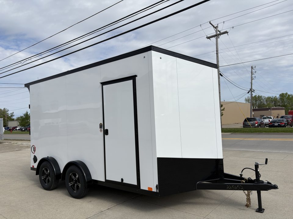 New 2026 United Trailers UJ 7'6"X14' WEDGE NOSE RAMP DOOR W/MOTORCYCLE PACKAGE Cargo / Enclosed Trailer