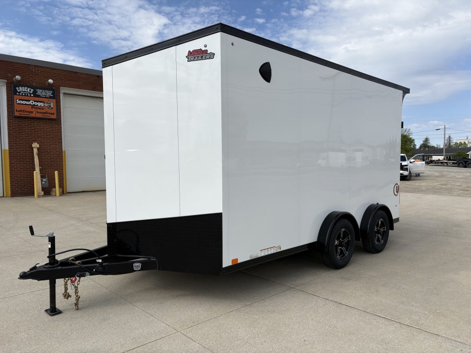 New 2026 United Trailers UJ 7'6"X14' WEDGE NOSE RAMP DOOR W/MOTORCYCLE PACKAGE Cargo / Enclosed Trailer