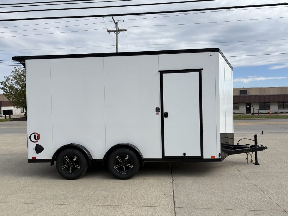 New 2026 United Trailers UJ 7'6"X14' WEDGE NOSE RAMP DOOR W/MOTORCYCLE PACKAGE Cargo / Enclosed Trailer