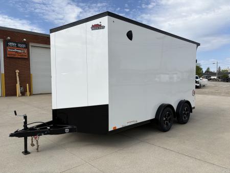 New 2026 United Trailers UJ 7'6"X14' WEDGE NOSE RAMP DOOR W/MOTORCYCLE PACKAGE Cargo / Enclosed Trailer