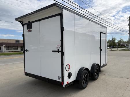 New 2026 United Trailers UJ 7'6"X14' WEDGE NOSE RAMP DOOR W/MOTORCYCLE PACKAGE Cargo / Enclosed Trailer