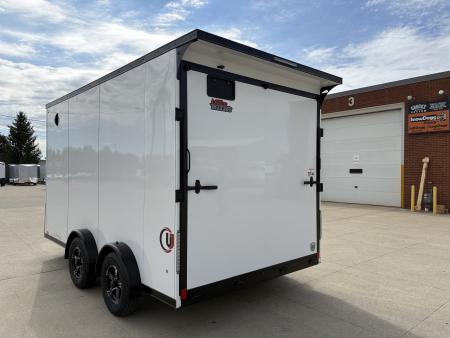 New 2026 United Trailers UJ 7'6"X14' WEDGE NOSE RAMP DOOR W/MOTORCYCLE PACKAGE Cargo / Enclosed Trailer