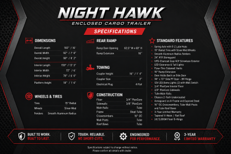 New 2026 AMERICAN HAULER 6x12 Nighthawk 3K Cargo / Enclosed Trailer