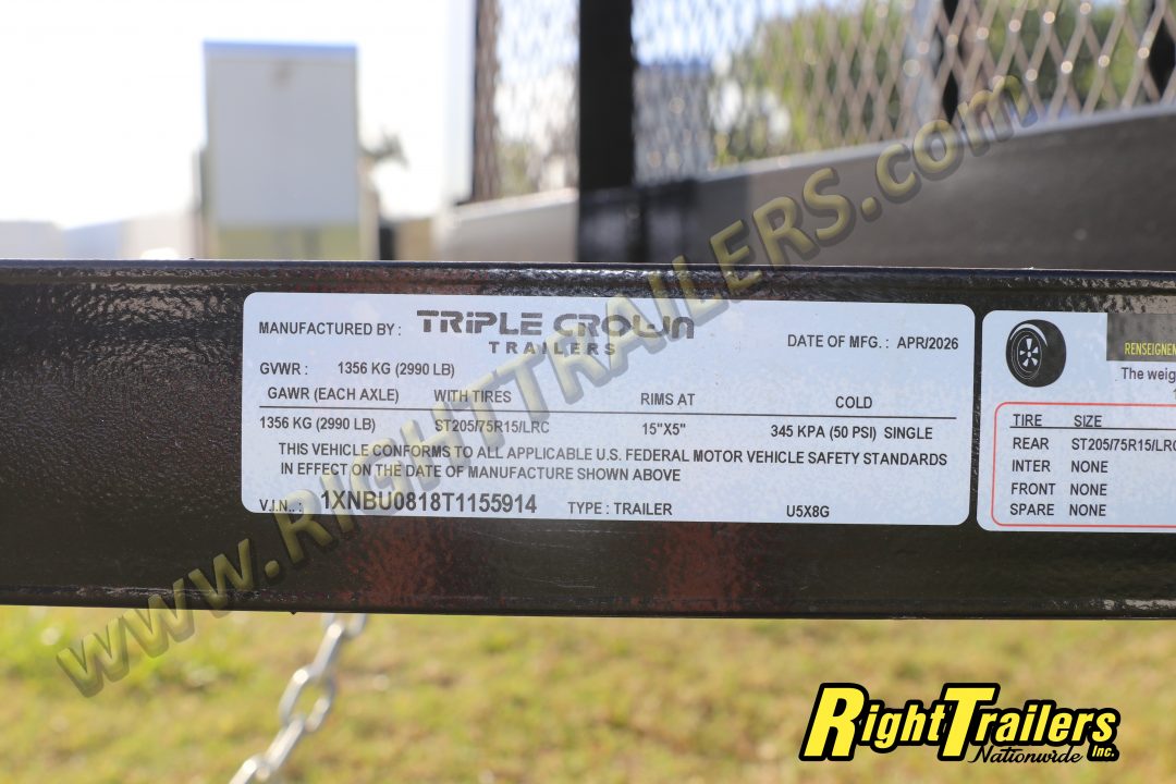 New 2026 5X8 Triple Crown Utility Trailer