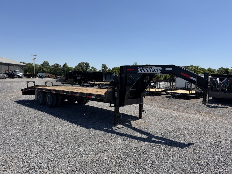 Used 2021 CornPro 102"X25' 24K Gooseneck Flatbed Trailer