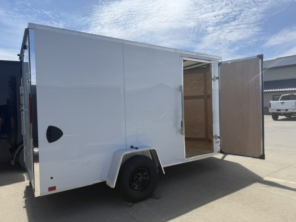 New 2026 Cross Beta White 6'x12' 3k Flat Top V-Nose Enclosed Cargo Trailer