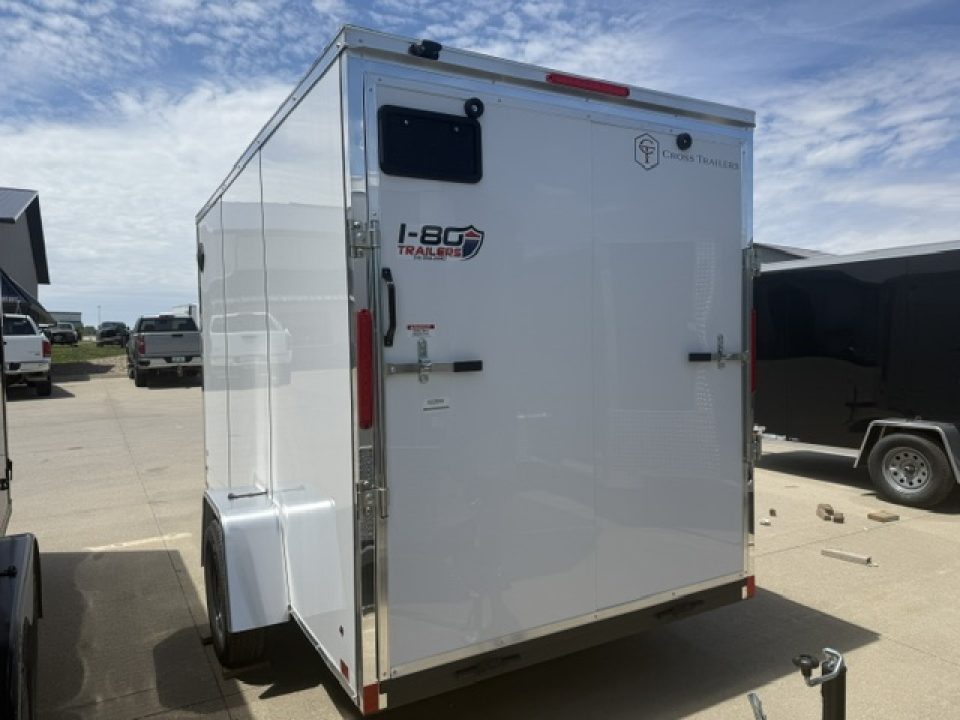 New 2026 Cross Beta White 6'x12' 3k Flat Top V-Nose Enclosed Cargo Trailer