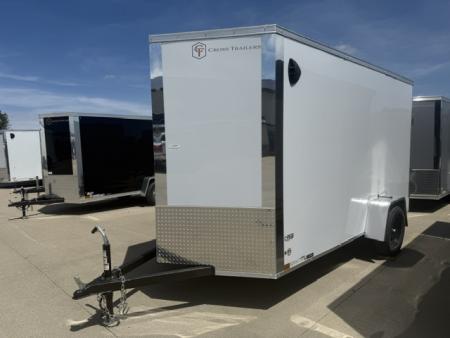 New 2026 Cross Beta White 6'x12' 3k Flat Top V-Nose Enclosed Cargo Trailer
