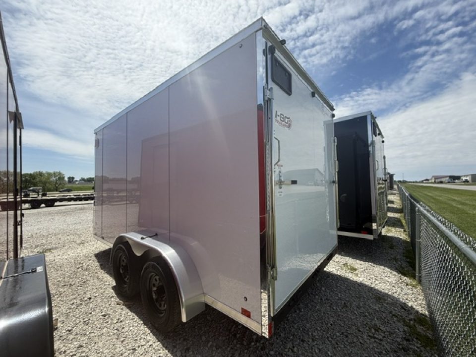 New 2026 Cross Alpha White 7'x14' 7k Flat Top V-Nose Enclosed Cargo Trailer