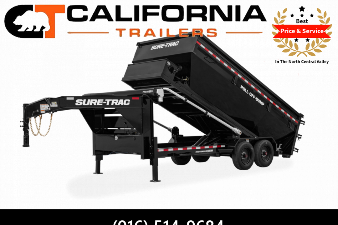New 2026 Sure-Trac 16' 17.6K Gooseneck Rolloff Dump PACKAGE