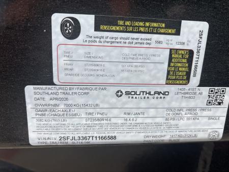 New #166588 2026 SOUTHLAND SL714 14 X 84 TANDEM AXLE 14K BUMPER PULL DUMP W/ SPARE TIRE