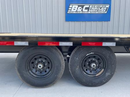 New 2026 TOP HAT 102X24 DECKOVER BUMPER PULL EQUIPMENT TRAILER, 4' DOVETAIL, (2)7000lb TANDEM AXLES, 14,000lb. GVWR, FOLD UP RAMPS