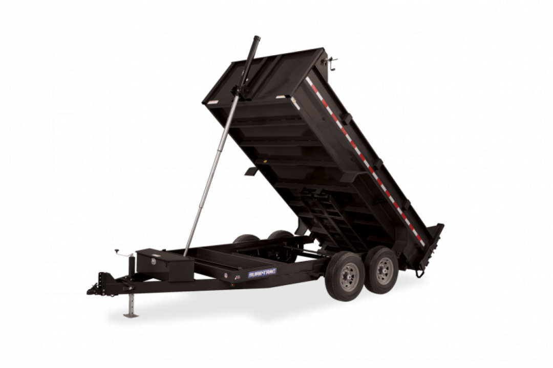 New 7 x 14 Sure-Trac Low-Pro Telescopic Dump Trailer 14k w/ Hydraulic Jack