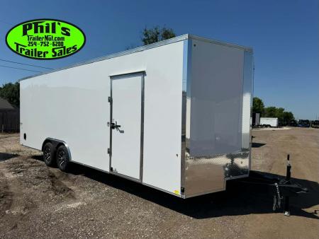 New 2026 Pace American 8.5X24 Cargo / Enclosed Trailer SCREWLESS .080 EXTERIOR UPGRADE. REAR WING & ALUMINUM WHEELS!