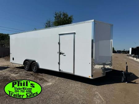 New 2026 Pace American 8.5X24 Cargo / Enclosed Trailer SCREWLESS .080 EXTERIOR UPGRADE. REAR WING & ALUMINUM WHEELS!