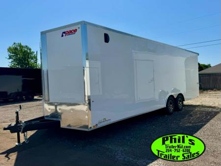 New 2026 Pace American 8.5X24 Cargo / Enclosed Trailer SCREWLESS .080 EXTERIOR UPGRADE. REAR WING & ALUMINUM WHEELS!