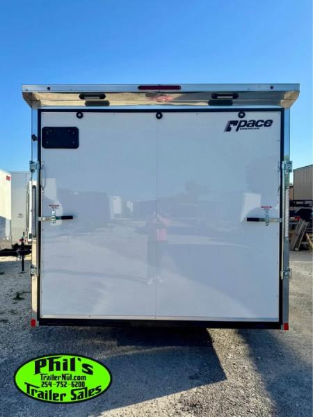 New 2026 Pace American 8.5X24 Cargo / Enclosed Trailer SCREWLESS .080 EXTERIOR UPGRADE. REAR WING & ALUMINUM WHEELS!
