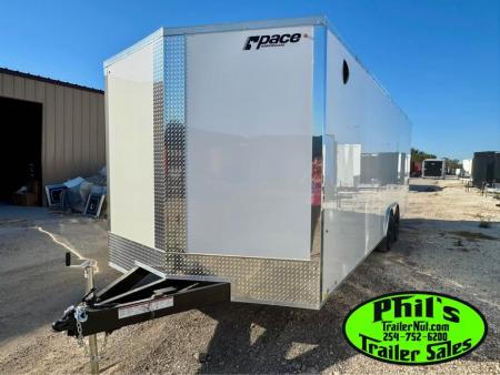 New 2026 Pace American 8.5X24 Cargo / Enclosed Trailer SCREWLESS .080 EXTERIOR UPGRADE. REAR WING & ALUMINUM WHEELS!