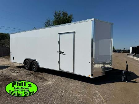 New 2026 Pace American 8.5X24 Cargo / Enclosed Trailer SCREWLESS .080 EXTERIOR UPGRADE. REAR WING & ALUMINUM WHEELS!