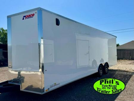 New 2026 Pace American 8.5X24 Cargo / Enclosed Trailer SCREWLESS .080 EXTERIOR UPGRADE. REAR WING & ALUMINUM WHEELS!