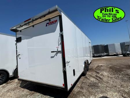 New 2026 Pace American 8.5X24 Cargo / Enclosed Trailer SCREWLESS .080 EXTERIOR UPGRADE. REAR WING & ALUMINUM WHEELS!