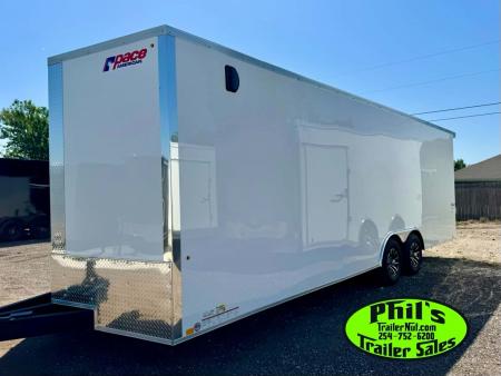 New 2026 Pace American 8.5X24 Cargo / Enclosed Trailer SCREWLESS .080 EXTERIOR UPGRADE. REAR WING & ALUMINUM WHEELS!