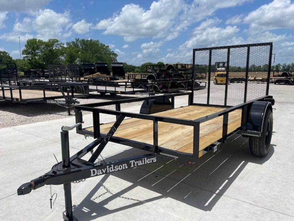 New 2026 DAVIDSON 5X10 SINGLE AXLE ANGLE TOP UTILITY W/ 4' GATE