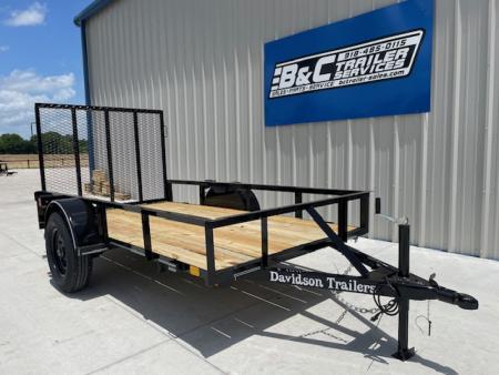 New 2026 DAVIDSON 5X10 SINGLE AXLE ANGLE TOP UTILITY W/ 4' GATE