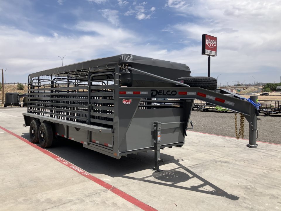 New 2026 Delco 6'8"x20' GN Bar Top Livestock Trailer - B8 Cattleman