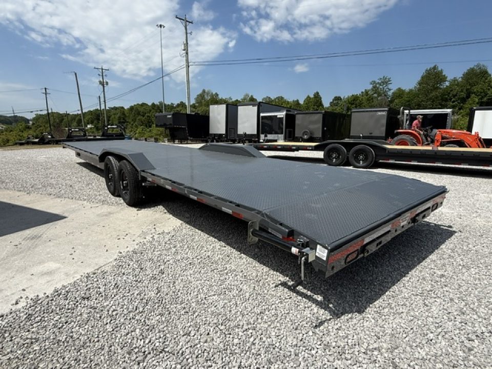 New Lamar Car Hauler 102x36 14K W/ Steel Floor, Tool Box & Winch Plate