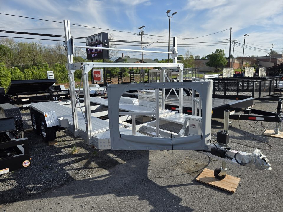 New 7' x 14' Trailex CT-8455EB "HYPERCAR" Anodized Aluminum Car Trailer, 7k GVWR ***DELUXE Pkg, Tire Rack, Spare Tire & Mount, Alum Wheels, Toolbox, Winch Mount, Front Shield