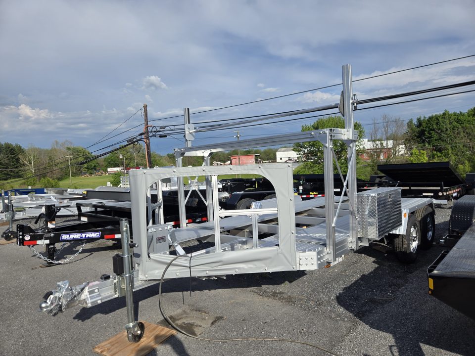 New 7' x 14' Trailex CT-8455EB "HYPERCAR" Anodized Aluminum Car Trailer, 7k GVWR ***DELUXE Pkg, Tire Rack, Spare Tire & Mount, Alum Wheels, Toolbox, Winch Mount, Front Shield
