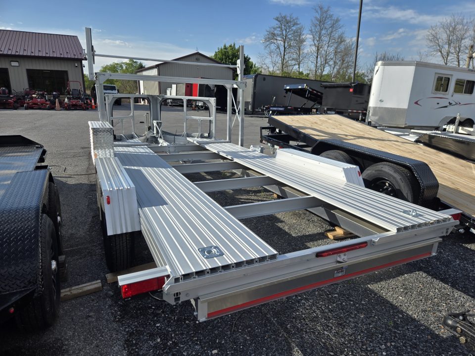 New 7' x 14' Trailex CT-8455EB "HYPERCAR" Anodized Aluminum Car Trailer, 7k GVWR ***DELUXE Pkg, Tire Rack, Spare Tire & Mount, Alum Wheels, Toolbox, Winch Mount, Front Shield