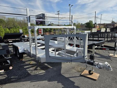 New 7' x 14' Trailex CT-8455EB "HYPERCAR" Anodized Aluminum Car Trailer, 7k GVWR ***DELUXE Pkg, Tire Rack, Spare Tire & Mount, Alum Wheels, Toolbox, Winch Mount, Front Shield