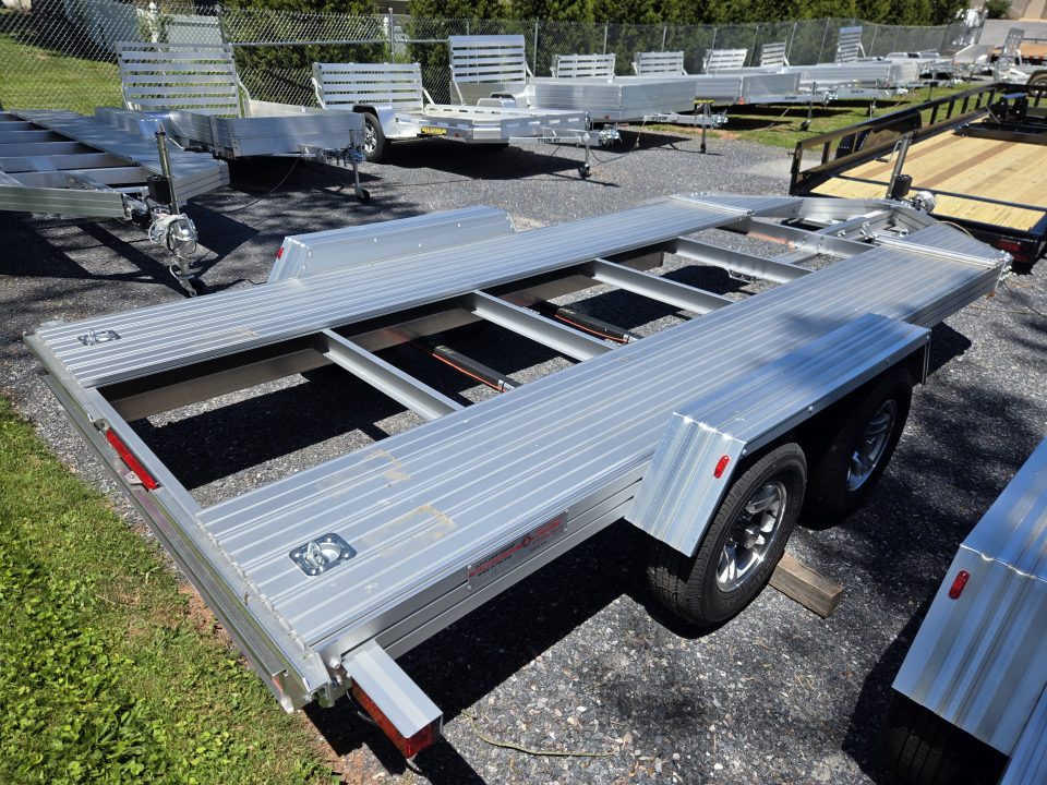 New 7' x 14' Trailex CT-8455EB "HYPERCAR" Anodized Aluminum Car Trailer, 7k GVWR ***11' Long Ramps, 84" Between Fenders, Alum Wheels