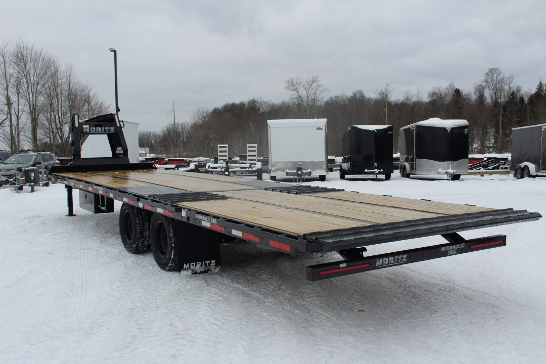 New 2026 Moritz FDGH Hydraulic Tail 30' GOOSENECK Deckover Flatbed Trailer- 25900# GVW