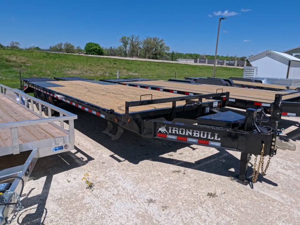 New 2026 Iron Bull 102" x 25' FDP Deckover Trailer with 16K GVWR ,16 Ply Single Tires, 5' Self Cleaning Dovetail w/Rampage Ramps